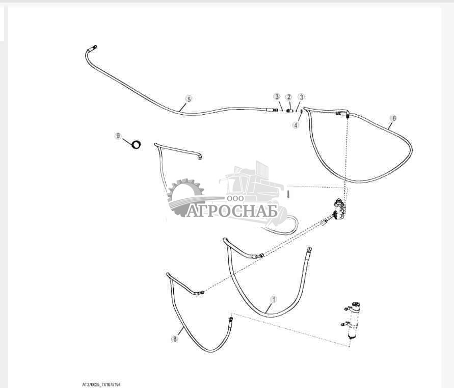 Трубопроводы рабочего тормозного клапана (гидротрансформатор) 